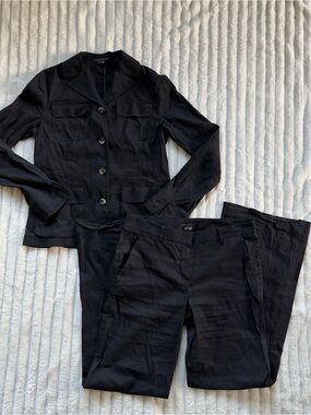 Theory Black Women's Linen-Blend Jacket & Pants Suit ✔️✔️✔️